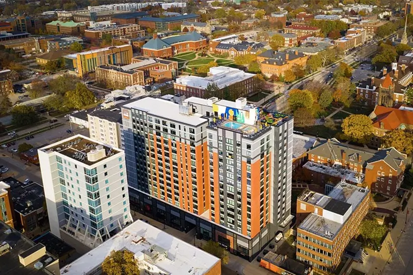 aerial view of The Dean Campustown